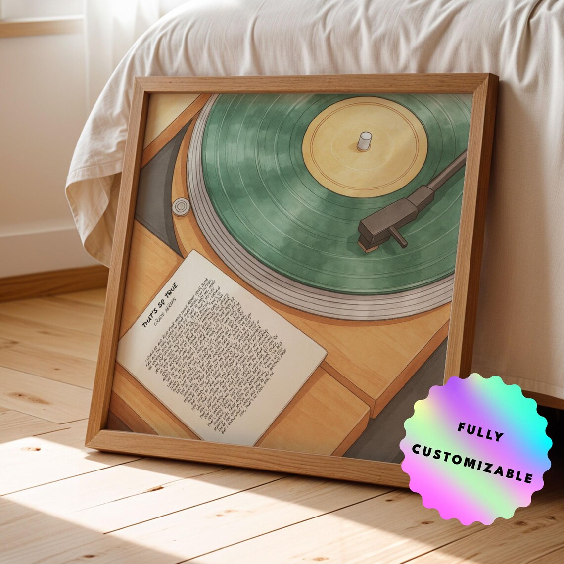 Custom Song Lyrics Vinyl Record Poster