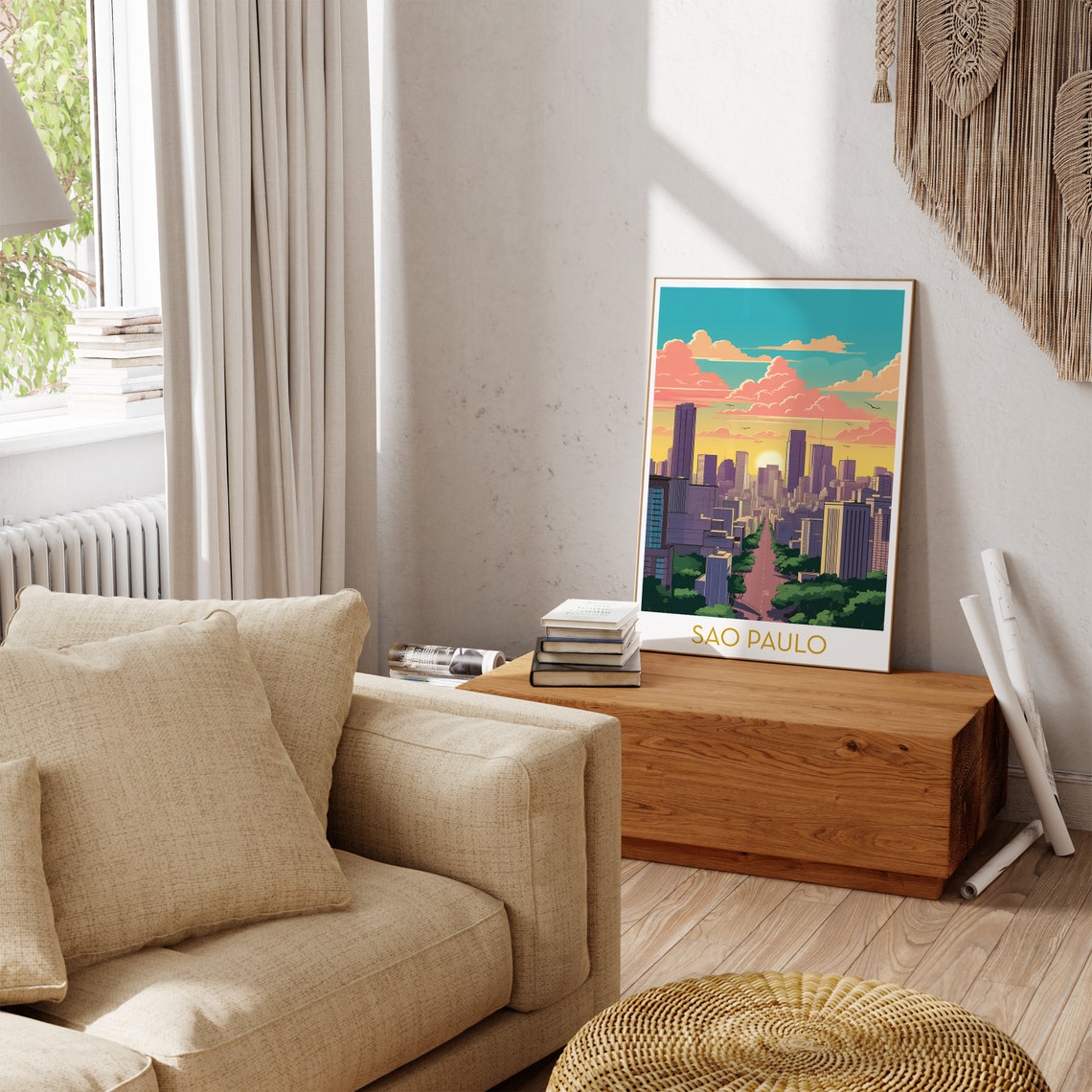 Sao Paulo Brazil Skyline Poster with Paulista Avenue Sunset Clouds - Image 3