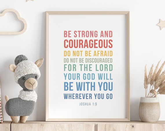 Joshua 19 Nursery Bible Verse Wall Decor Be Strong And Courageous Kids Room Baby Shower Gift Sunday School