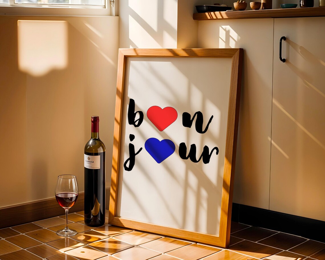 Bonjour Hello Love, French Quote Wall Art - Image 3