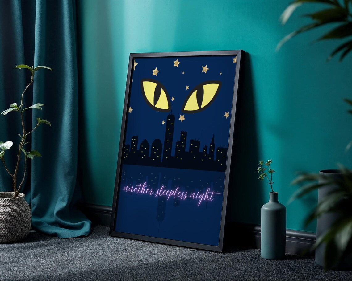 Another Sleepless Night, Cant Sleep Cat Art Print - Image 3