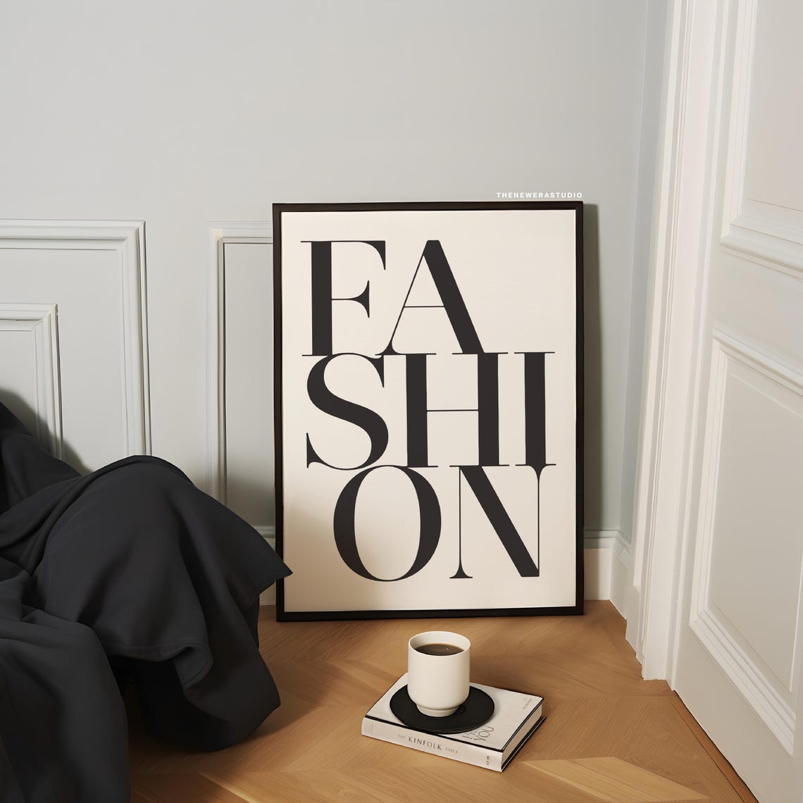 Fashion Stacked Serif Letters Minimal Typography Decor Art Poster