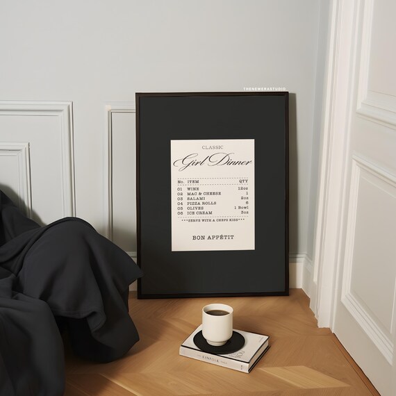 Classic Girl Dinner Receipt Menu Funny Kitchen Foodie Poster
