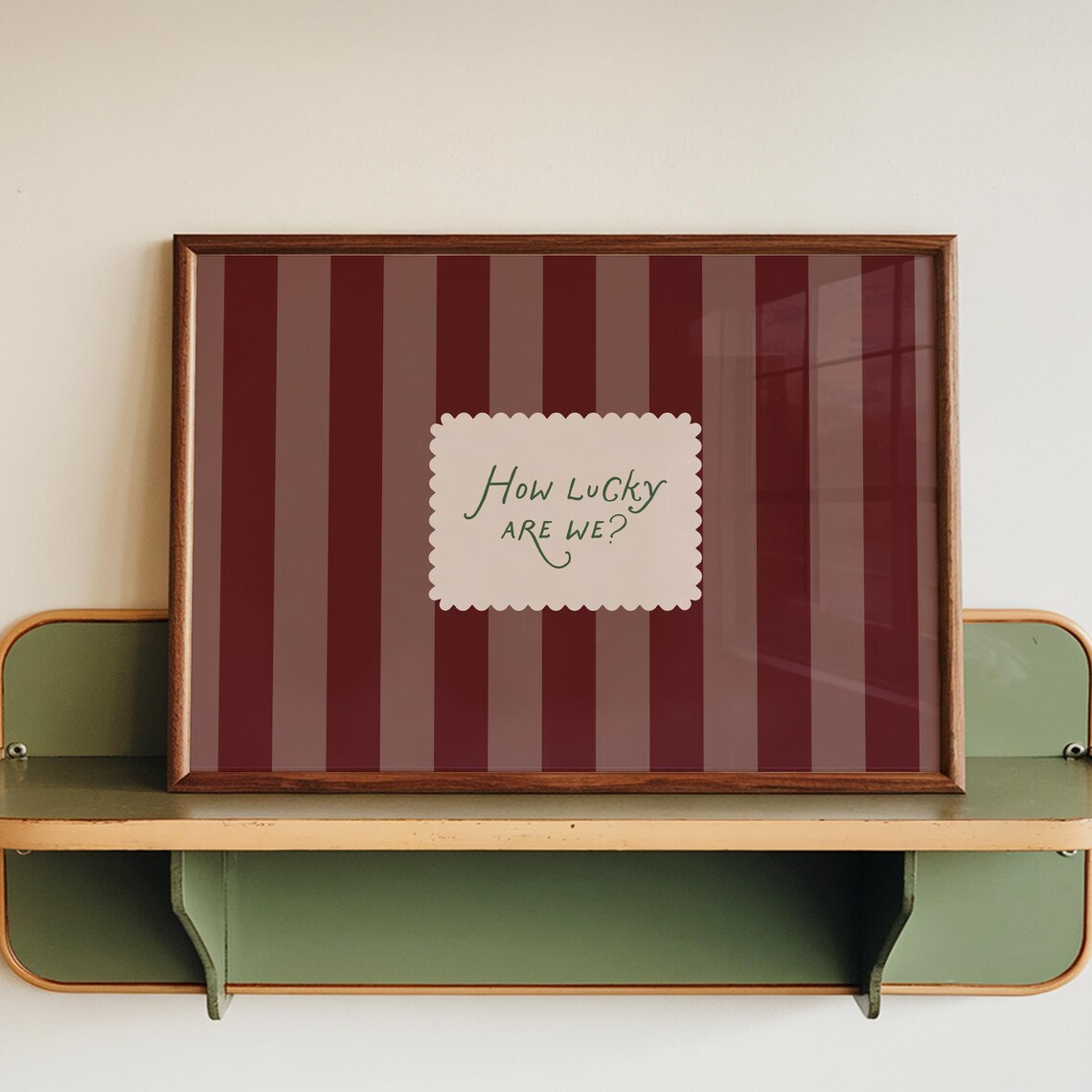 How Lucky Are We Quote Art Print, Retro Stripes