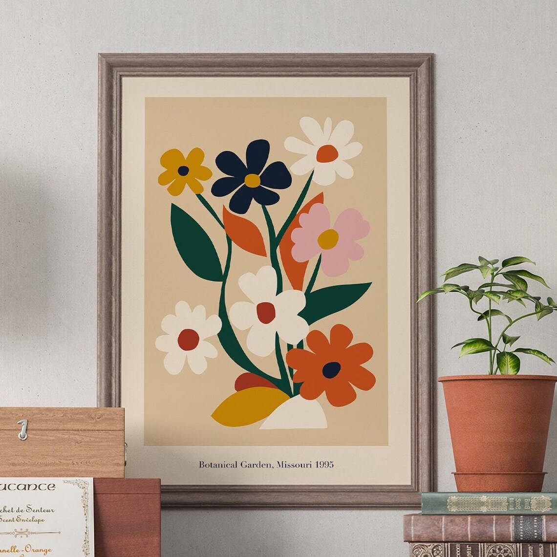 Botanical Garden Missouri 1995 Colorful Floral Bouquet Poster