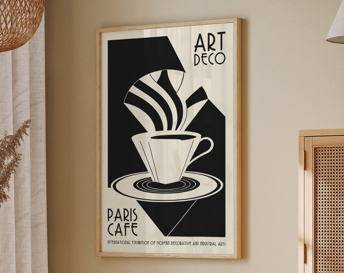 Art Deco Paris Cafe Black Cream Coffee Cup 1925 Exhibition Poster - Image 6