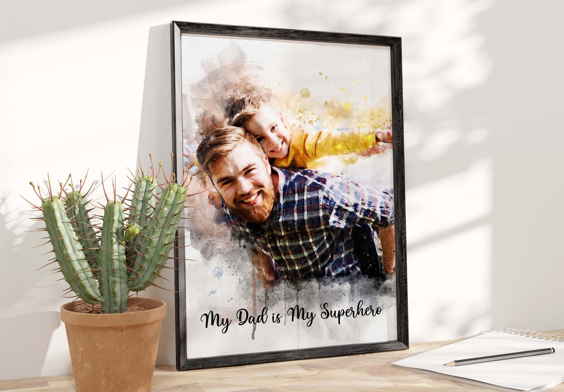Father Daughter Watercolor Red Plaid Truly Amazing Father Quote Poster - Image 4