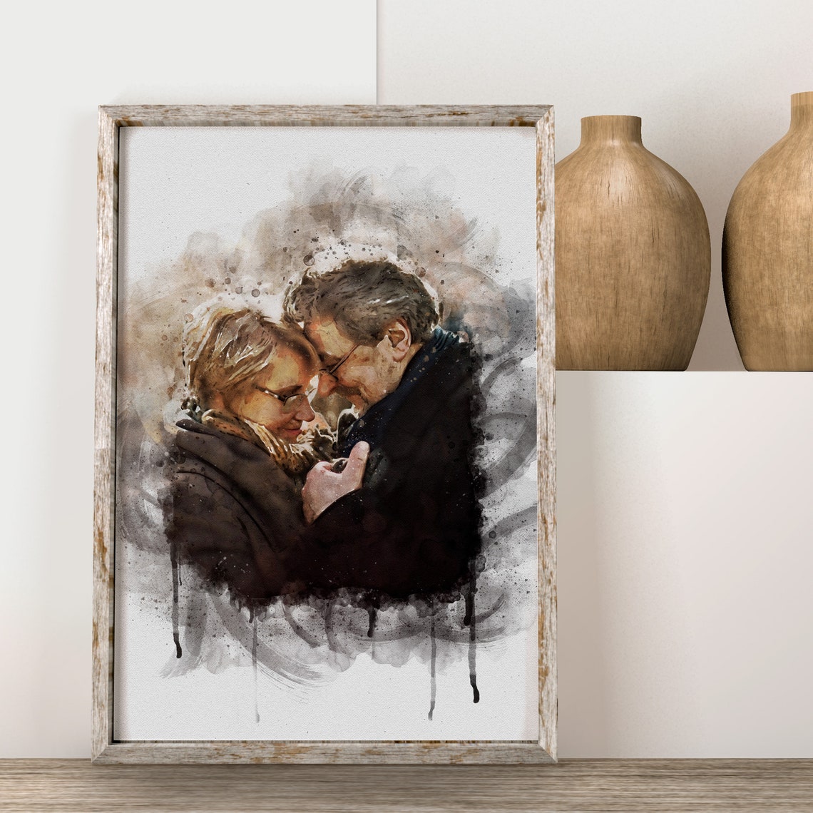 Mothers Day Watercolor Art Portrait From Photo Unique Mothers Day Gift For Mom Sister Daughter Auntie Grandma Family Illustration Wall Art - Image 3