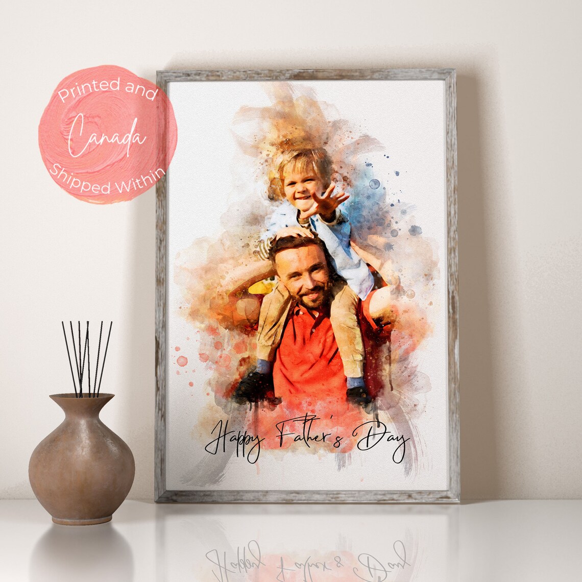 Watercolour Portrait Art for Father, Personalized Gift - Image 3