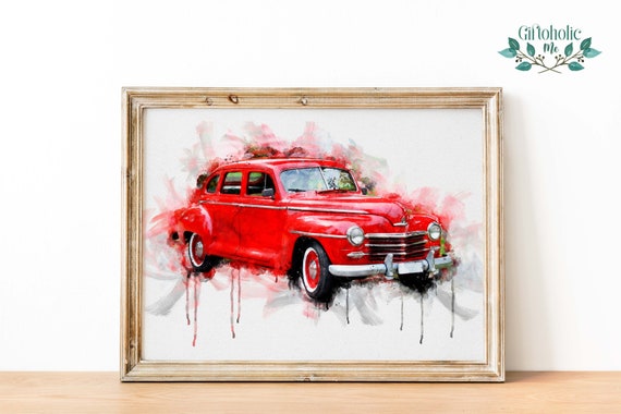 Personalised Art For Boyfriend Father Grandfather Brother Painting From Photo First Car Gift Watercolour Car Portrait