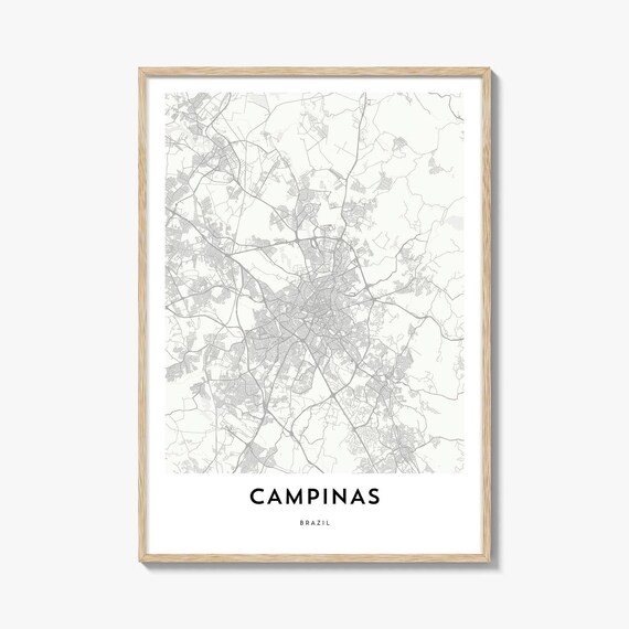 Campinas Brazil Minimalist City Street Map Art Poster for Home