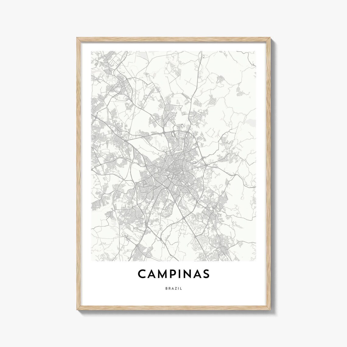 Campinas Brazil Minimalist City Street Map Art Poster for Home