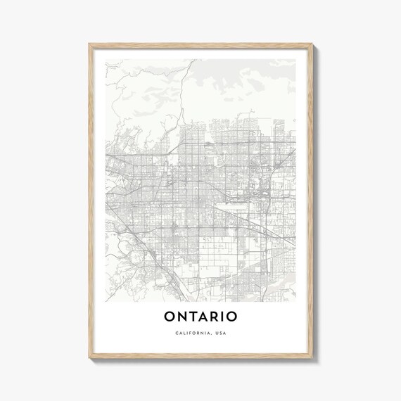 Ontario California USA Minimalist City Street Map Travel Poster