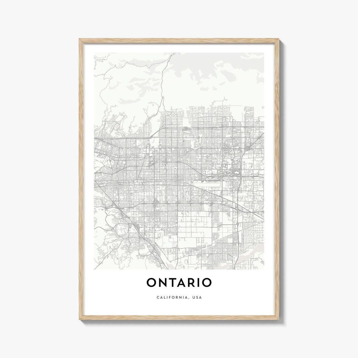 Ontario California USA Minimalist City Street Map Travel Poster