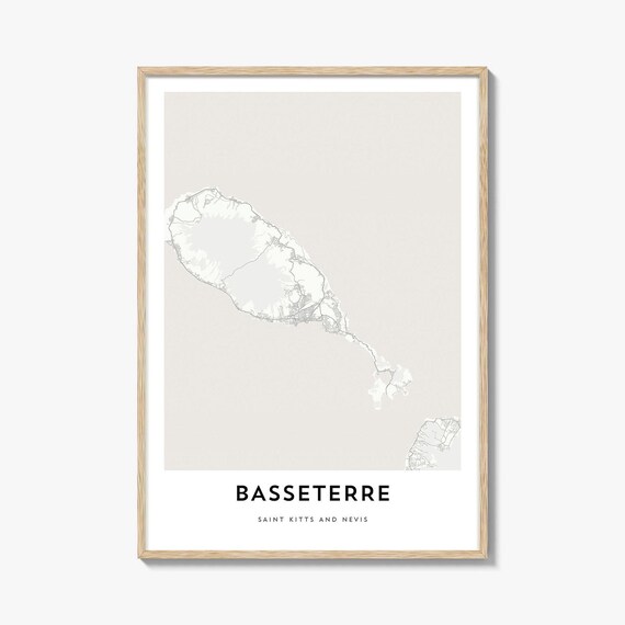 Basseterre Saint Kitts And Nevis Minimalist Island Map Travel Poster