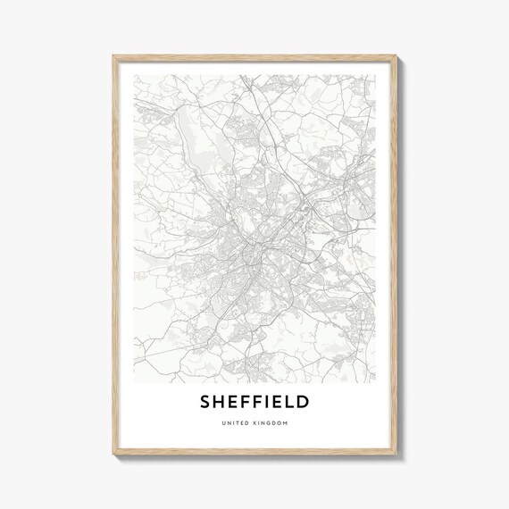 Minimalist Sheffield United Kingdom City Street Map Print Decor