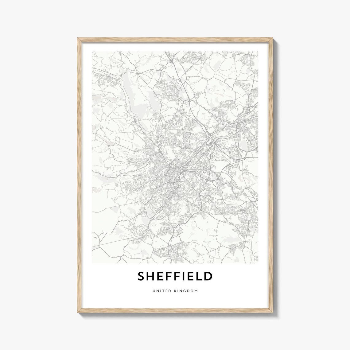 Minimalist Sheffield United Kingdom City Street Map Print Decor