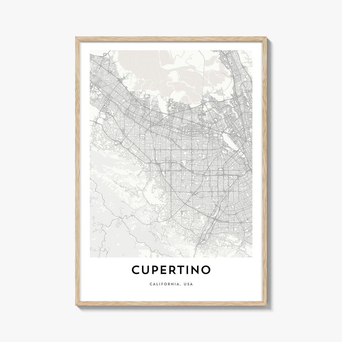 Cupertino California Minimal City Map Line Art Travel Poster