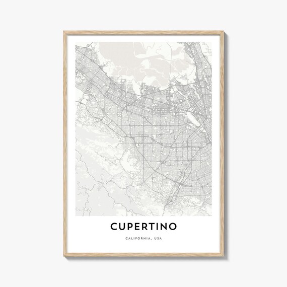 Cupertino California Minimal City Map Line Art Travel Poster