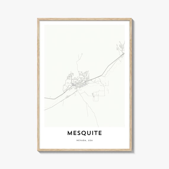 Mesquite Nevada Desert Street Map Minimalist Line Art Poster