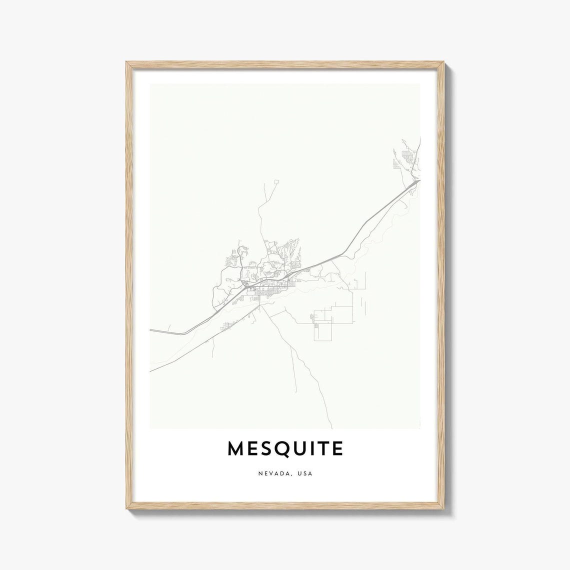 Mesquite Nevada Desert Street Map Minimalist Line Art Poster