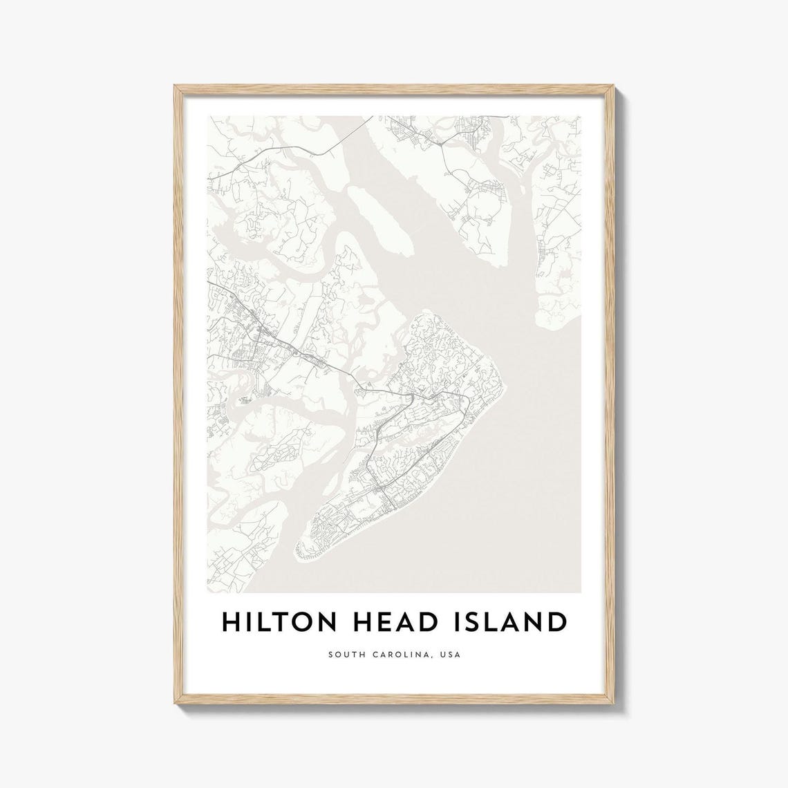 Hilton Head Island South Carolina Coastline Line Map Wall Poster