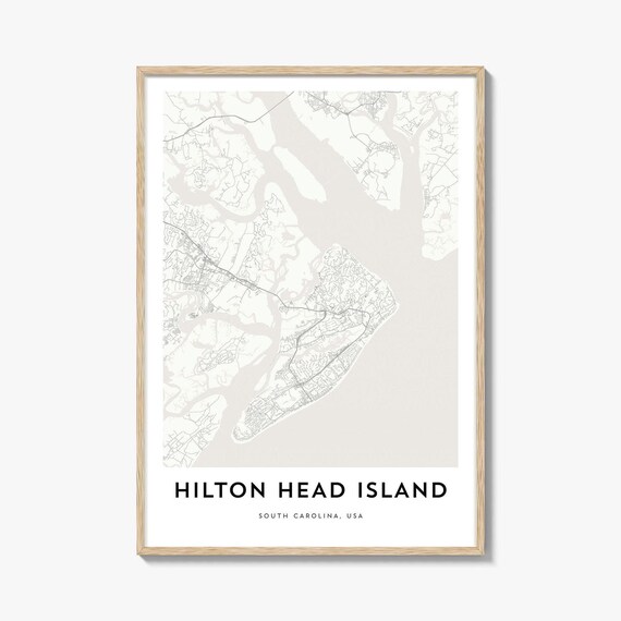 Hilton Head Island South Carolina Coastline Line Map Wall Poster