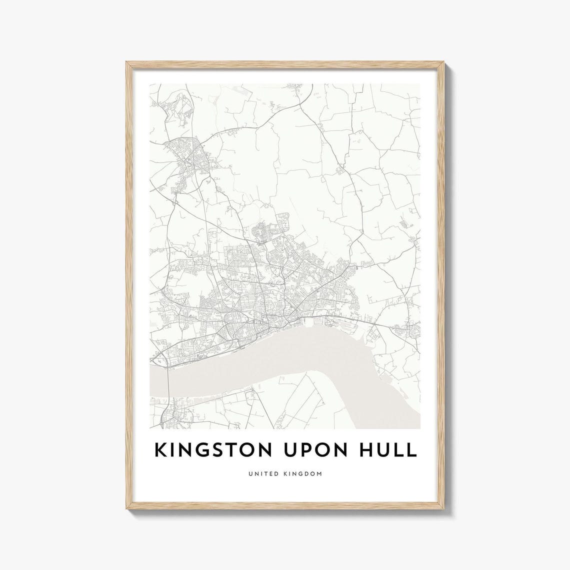 Kingston Upon Hull UK Minimalist Map Poster Modern Wall Decor