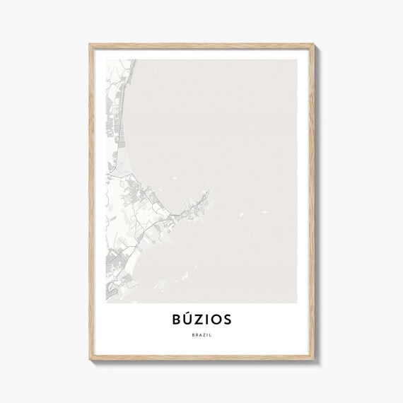 Búzios Brazil Minimalist Coastal City Street Map Line Art Poster