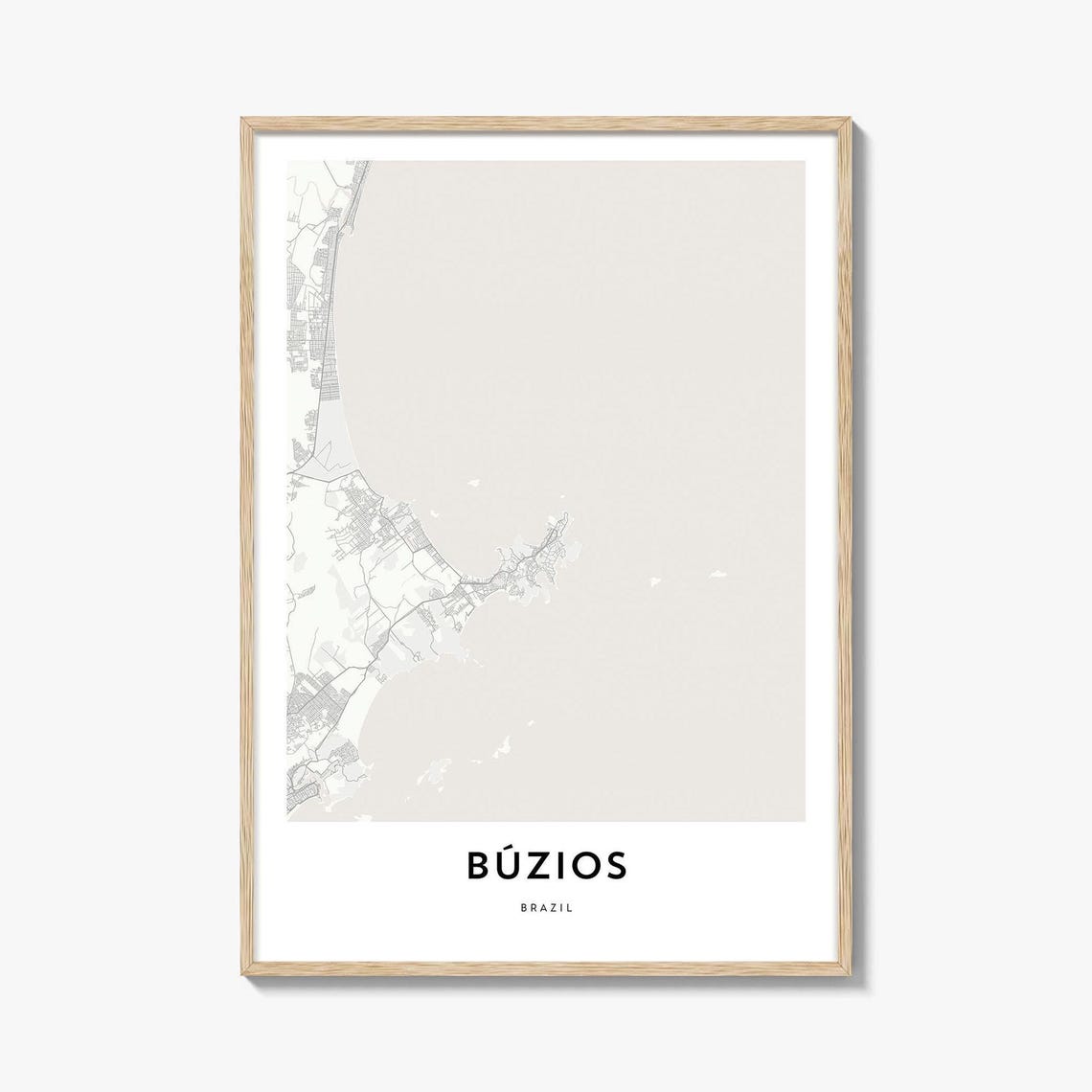 Búzios Brazil Minimalist Coastal City Street Map Line Art Poster