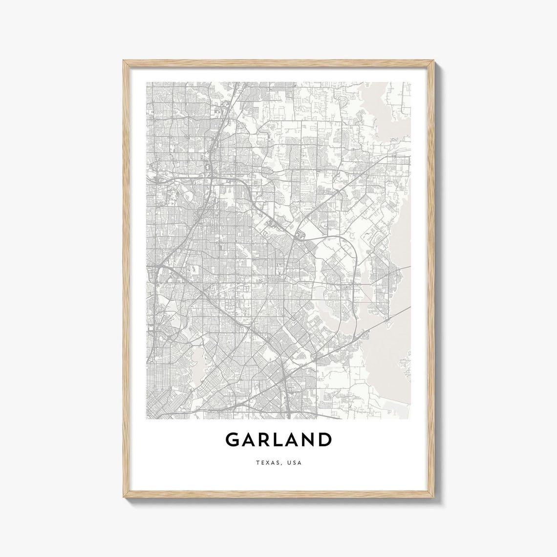 Garland Texas USA Minimalist City Street Map Line Art Poster