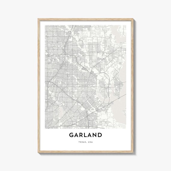 Garland Texas USA Minimalist City Street Map Line Art Poster