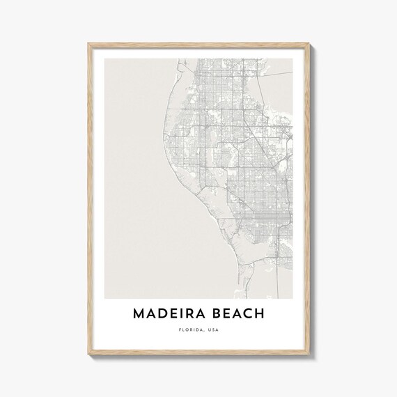 Madeira Beach Florida USA Minimalist City Map Street Art Poster