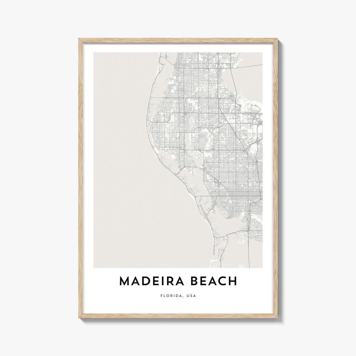 Madeira Beach Florida USA Minimalist City Map Street Art Poster
