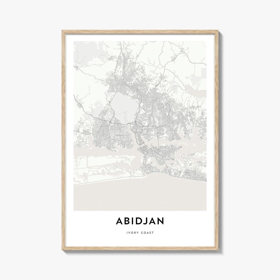 Abidjan Ivory Coast Minimalist West African City Street Map Poster