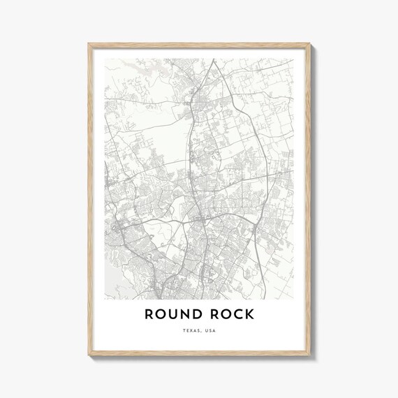 Round Rock Texas USA Minimalist Street Map Modern Decor Poster