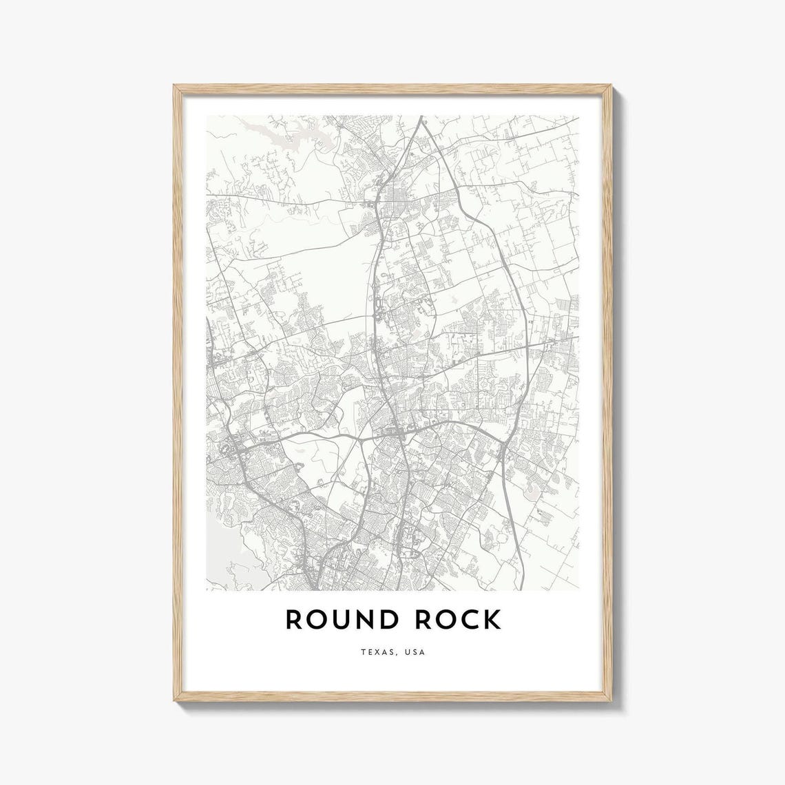 Round Rock Texas USA Minimalist Street Map Modern Decor Poster