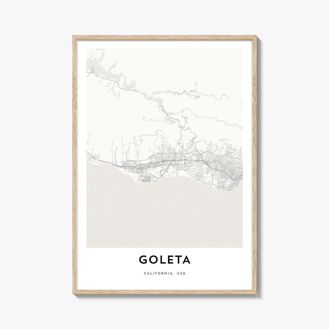 Minimalist Goleta California Street Map City Road Illustration Poster