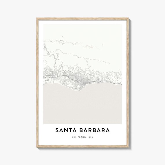 Santa Barbara California Minimalist Coastal Street Map Art Poster
