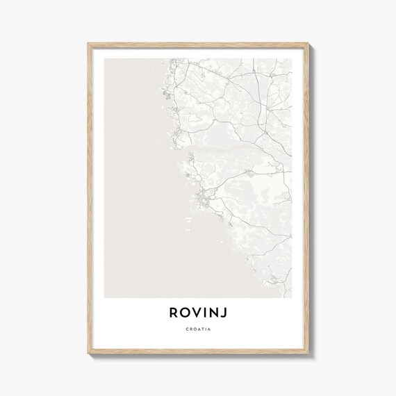 Rovinj Croatia Minimalist City Street Map Decor Travel Poster