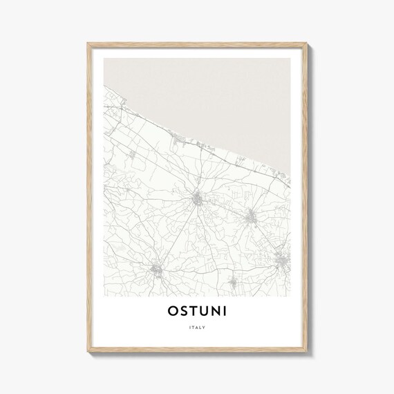 Ostuni Italy Minimalist City Street Map Travel Artwork Poster