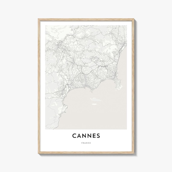 Cannes France Minimalist Street Map French Riviera City Decor Print