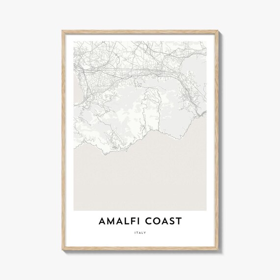 Amalfi Coast Italy Region Road Map Minimalist Line Art Poster
