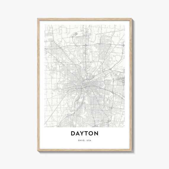 Dayton Ohio Minimalist City Street Map Midwest Light Grey Art Poster