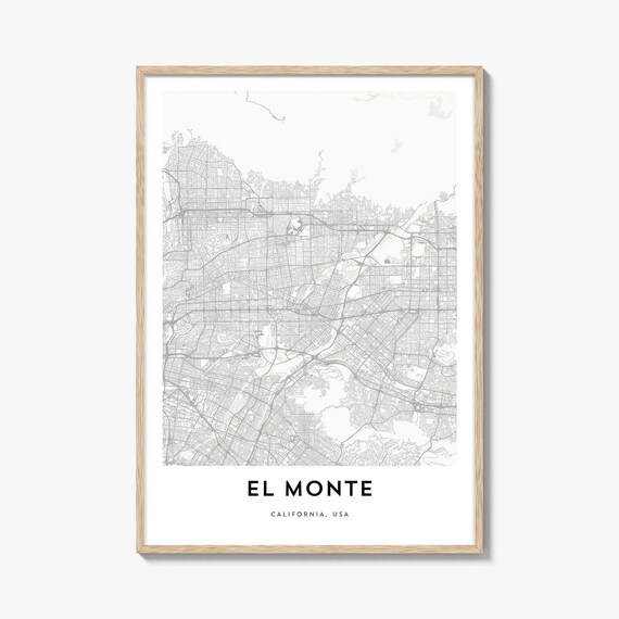 Minimalist El Monte California Street Map City Road Art Poster