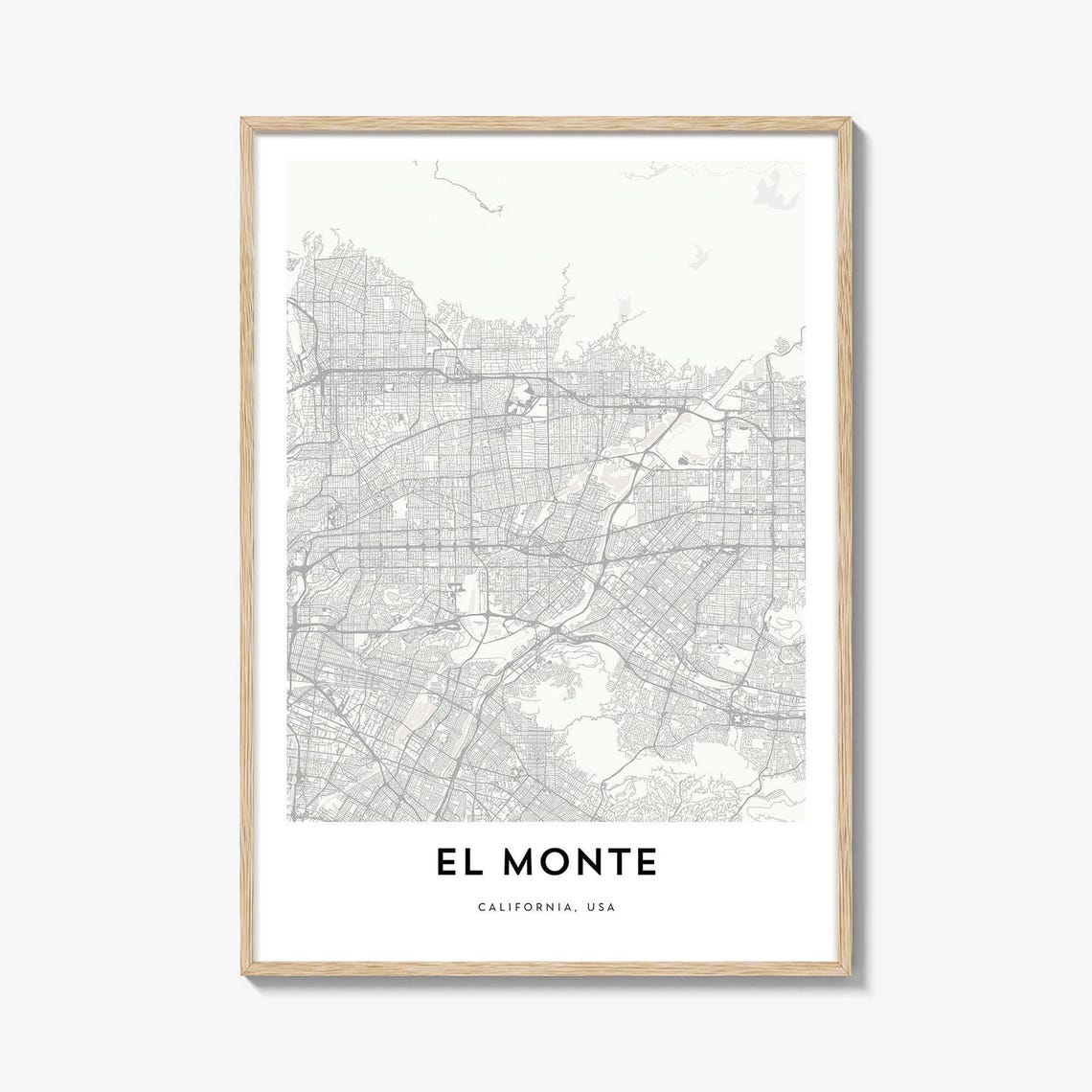 Minimalist El Monte California Street Map City Road Art Poster