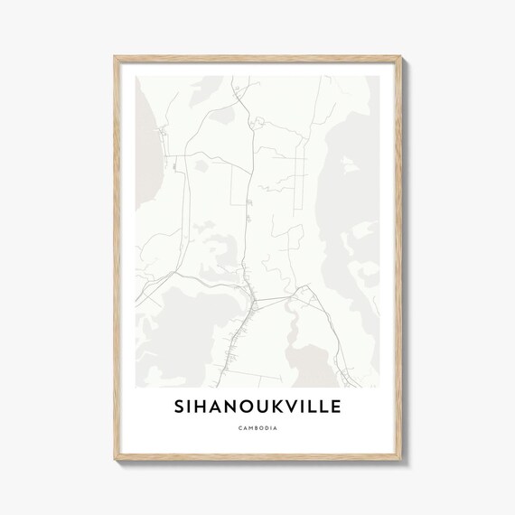 Sihanoukville Cambodia Minimalist City Map Line Art Travel Poster