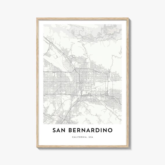San Bernardino California Minimalist City Street Map Travel Wall Art