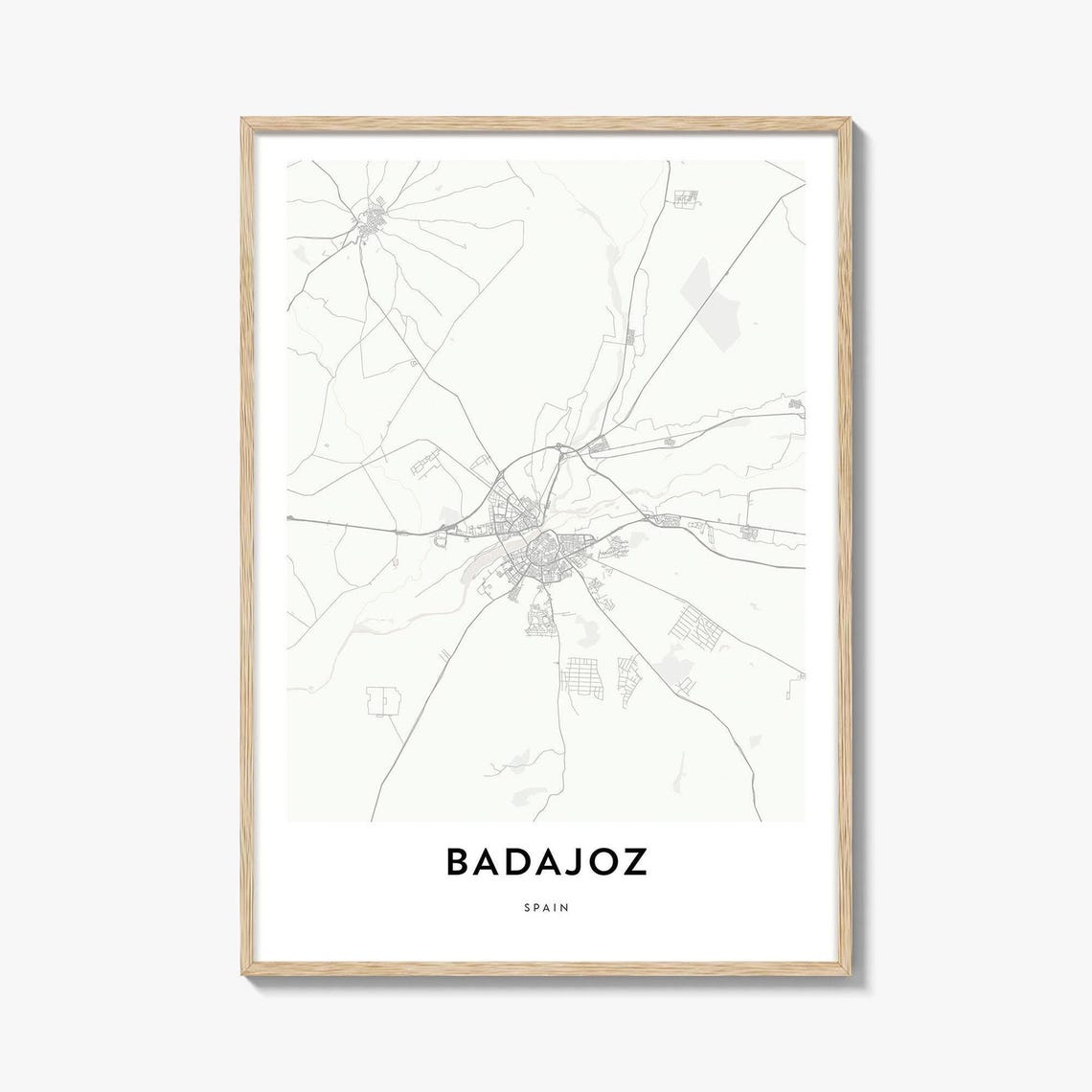 Badajoz Spain Minimalist City Street Map Urban Style Decor Poster