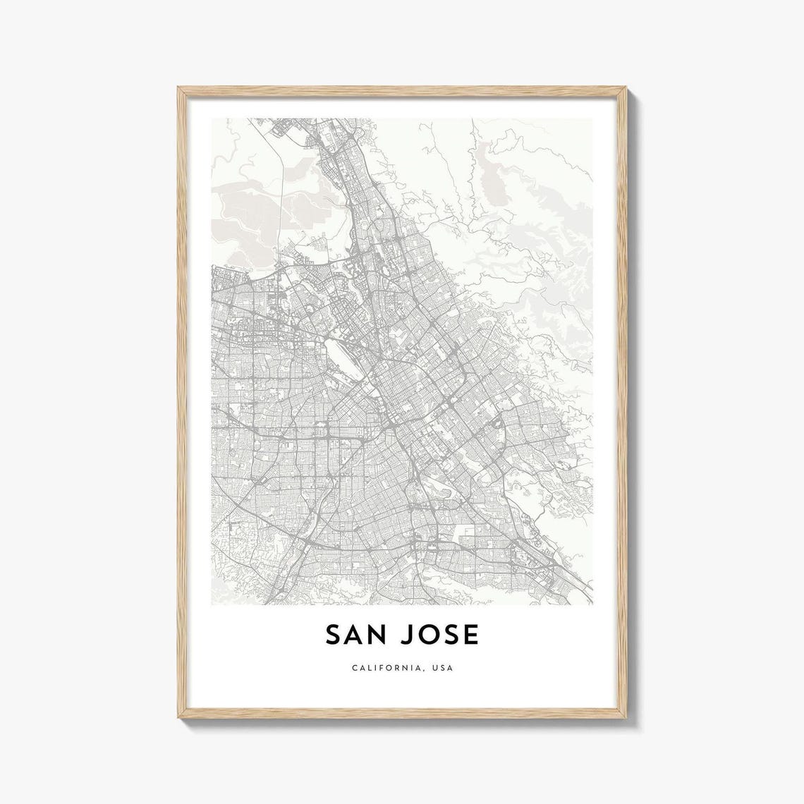 San Jose California USA Minimalist City Map Line Art Travel Poster